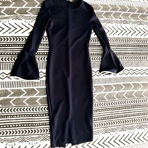 Boohoo Navy and White Bell Sleeve Pencil Dress 4/8